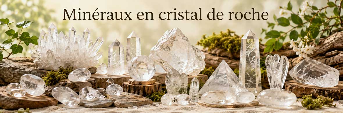 pierres cristaux et objets décoratifs en cristal de roche naturel