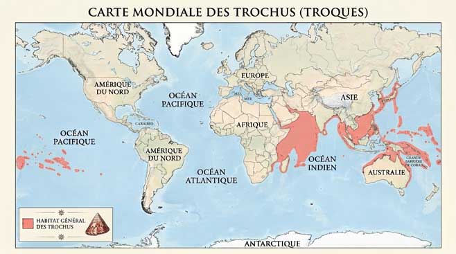 Carte de répartition générale des Trochus et genres proches