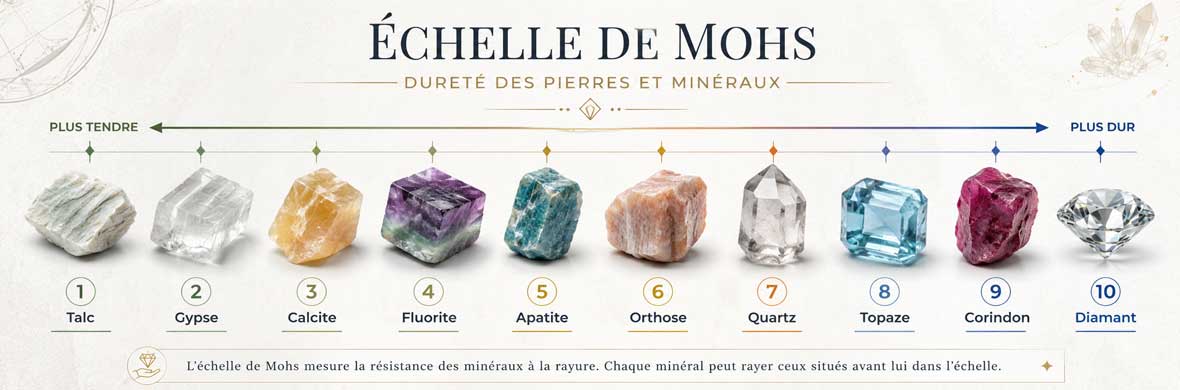échelle de Mohs et dureté des pierres naturelles et minéraux