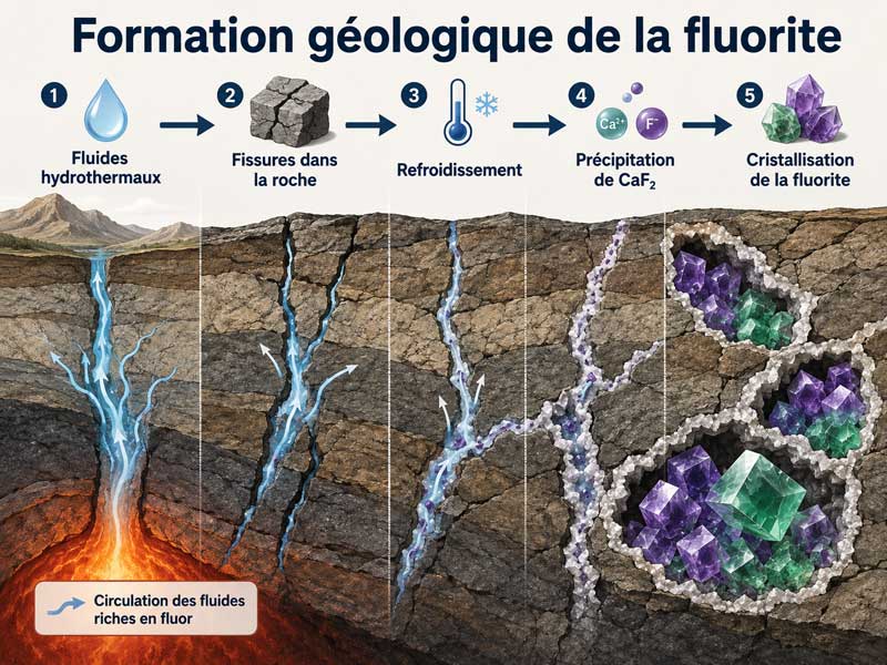 Formation géologique de la fluorite