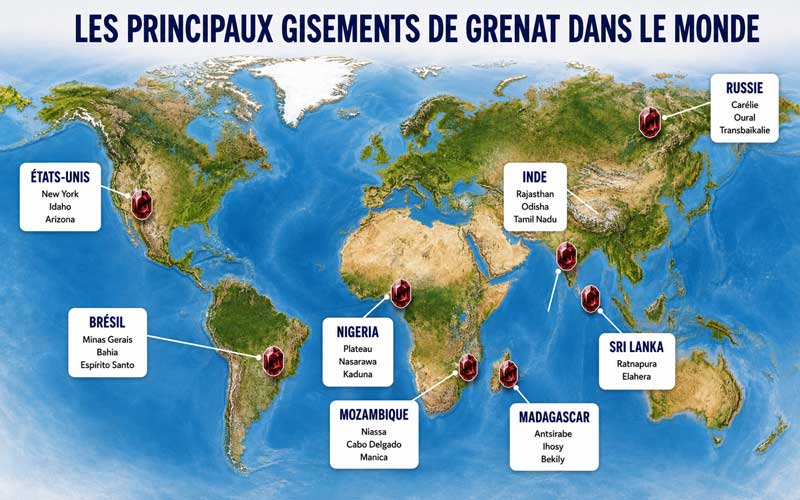 gisements de grenat