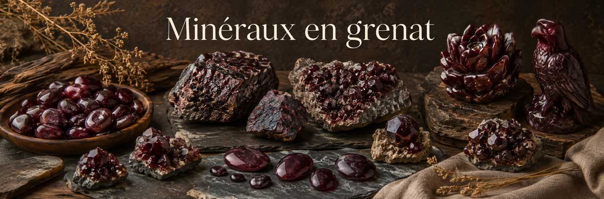pierres naturelles, cristaux et objets minéraux en grenat