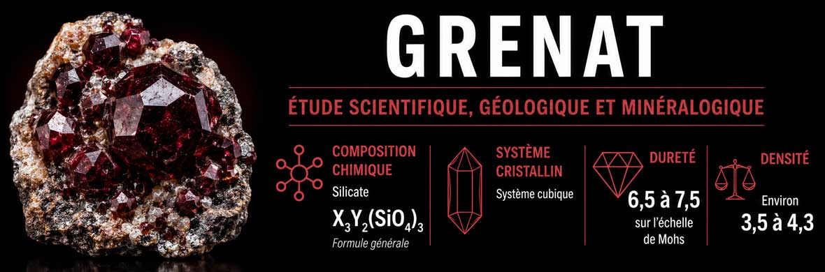 cristaux naturels de grenat, structure minéralogique et spécimens scientifiques