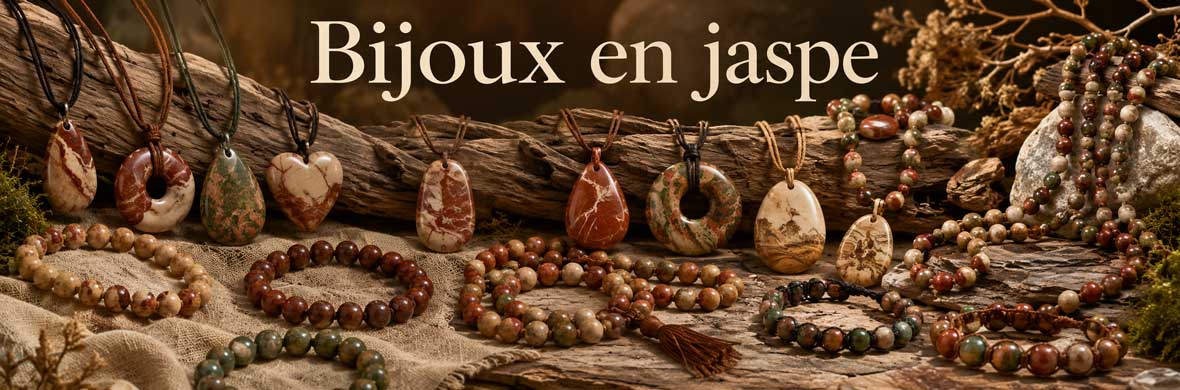 bijoux en jaspe naturel, bracelets, colliers, pendentifs et bagues en pierre naturelle