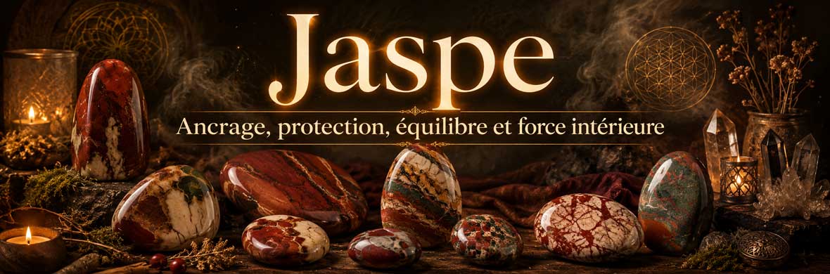 jaspe naturel utilisé en lithothérapie, symbolique d’ancrage et énergie de protection