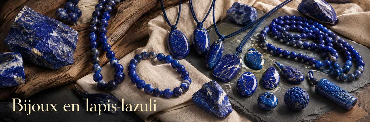 Bijoux en lapis-lazuli naturel avec bracelets, colliers et pendentifs