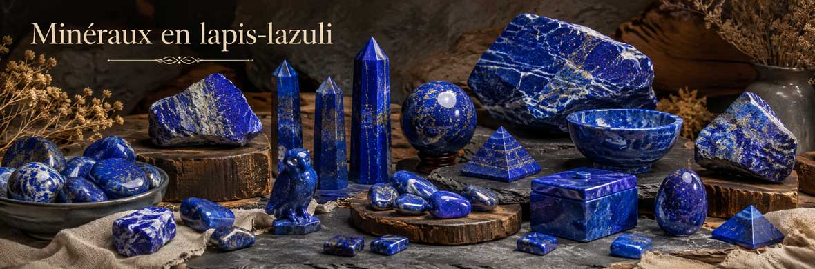 Pierres, cristaux et objets décoratifs en lapis-lazuli naturel