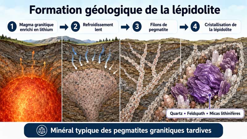 Formation géologique de la lépidolite