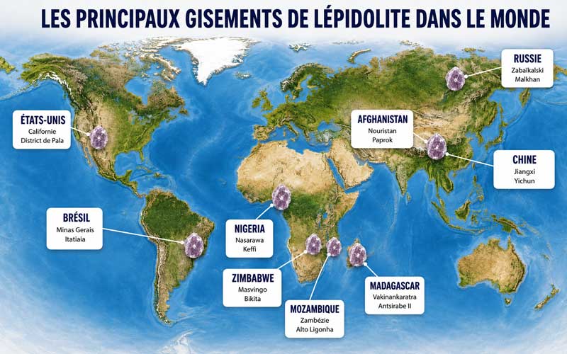 gisements de lépidolite