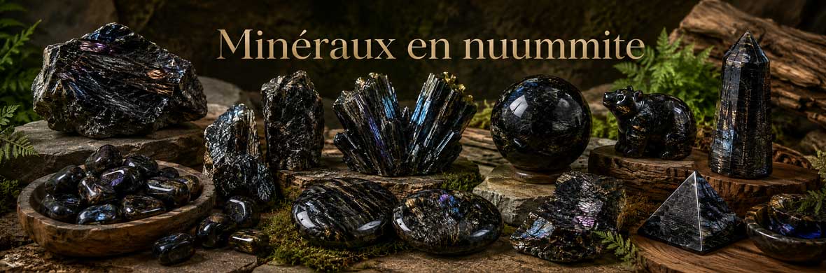 pierres, cristaux et objets décoratifs en nuummite naturelle