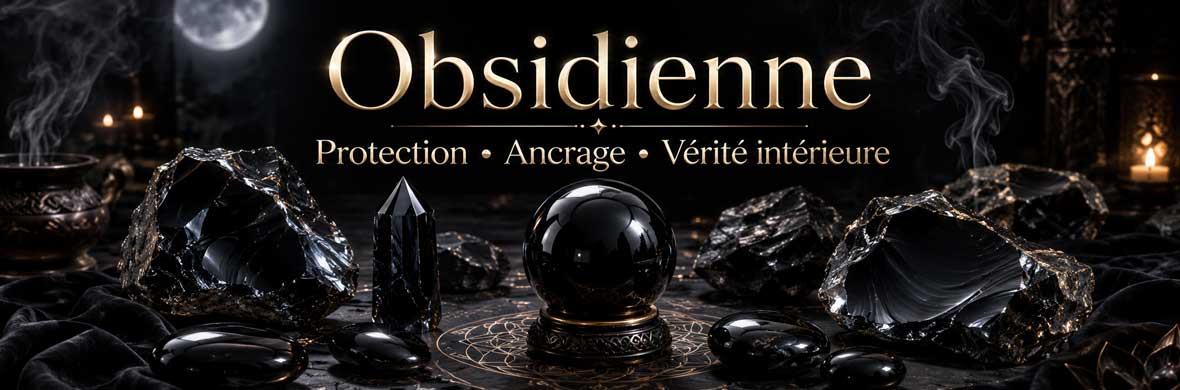 obsidienne noire naturelle utilisée en lithothérapie, symbolique et pratiques spirituelles