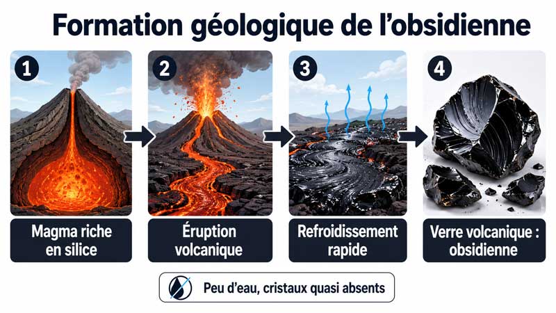 Formation géologique de l’obsidienne