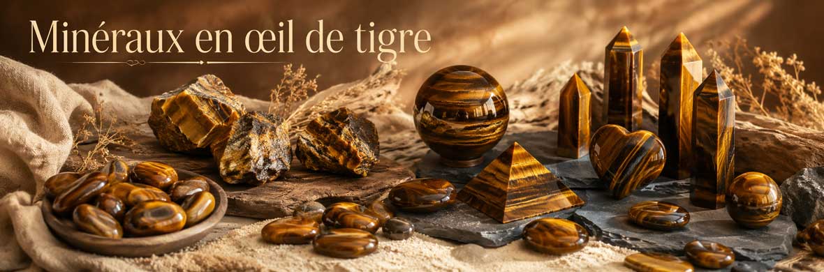 pierres, galets et objets minéraux en oeil de tigre naturel