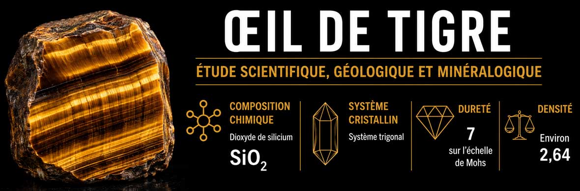 oeil de tigre en coupe polie montrant ses bandes chatoyantes