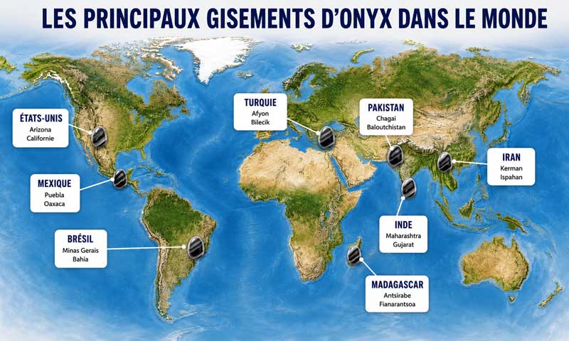 principales régions de provenance de l'onyx dans le monde
