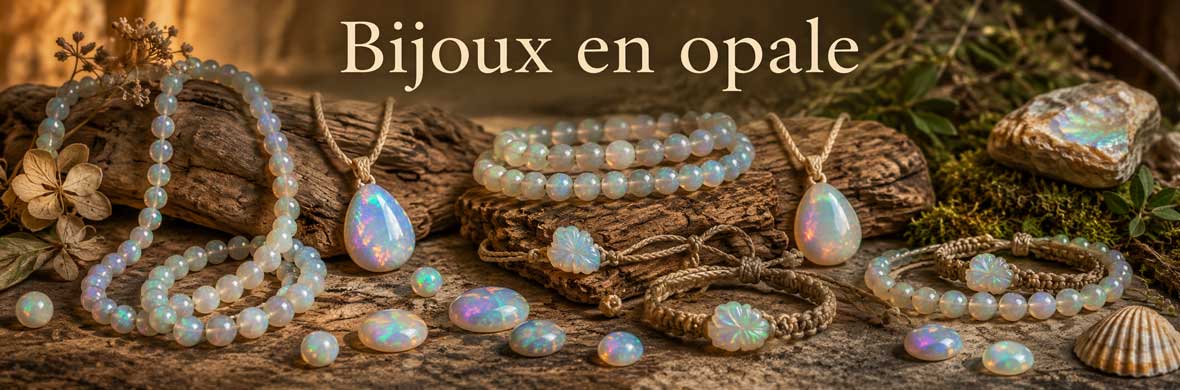 bijoux en opale naturelle, bracelets, colliers et pendentifs