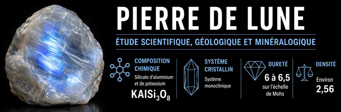 pierre de lune naturelle observée sous un angle scientifique et minéralogique