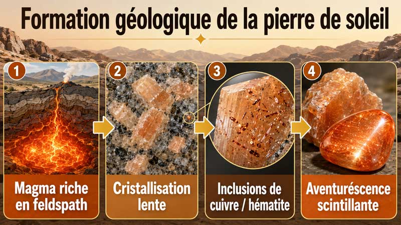 Formation géologique de pierre de soleil