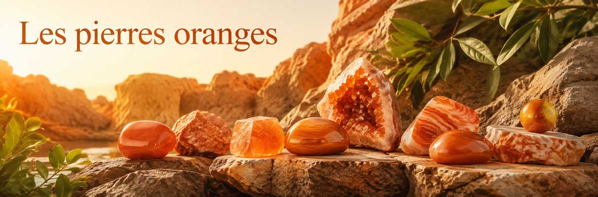 pierres orange naturelles, cristaux orangés et gemmes couleur orange