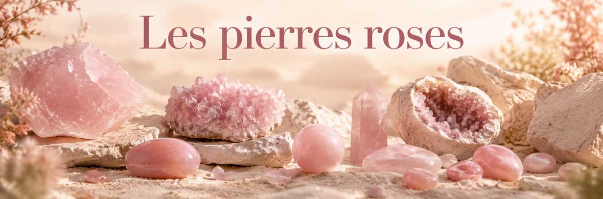 pierres roses naturelles, quartz rose, rhodonite et gemmes roses