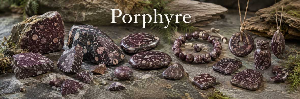 pierres, objets et bijoux en porphyre