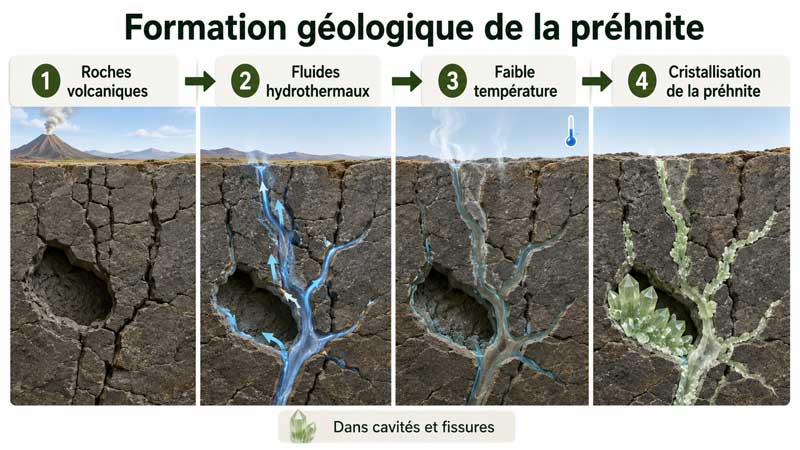 Formation géologique de la préhnite