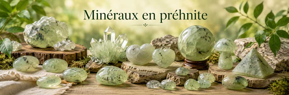 Pierres, cristaux et objets minéraux en préhnite naturelle