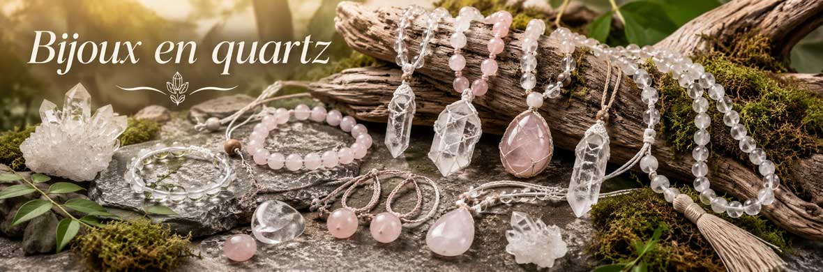 Bijoux en quartz naturel, bracelets, pendentifs et colliers