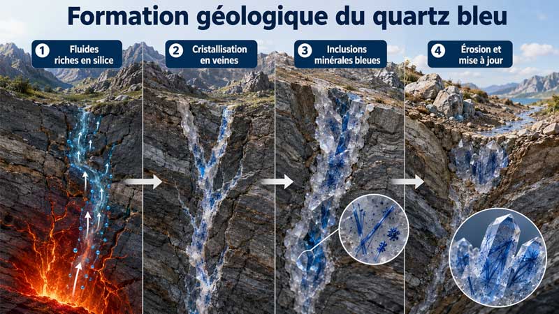 Formation géologique de quartz bleu