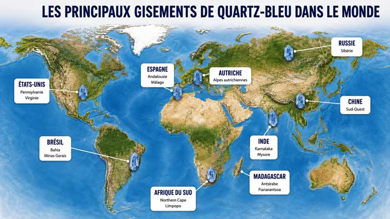 gisements et localités de quartz bleu