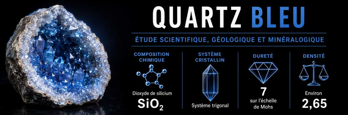 quartz bleu naturel observé sous l’angle minéralogique et scientifique