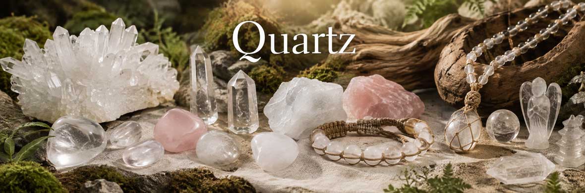 Quartz naturel, cristal de roche et variétés colorées