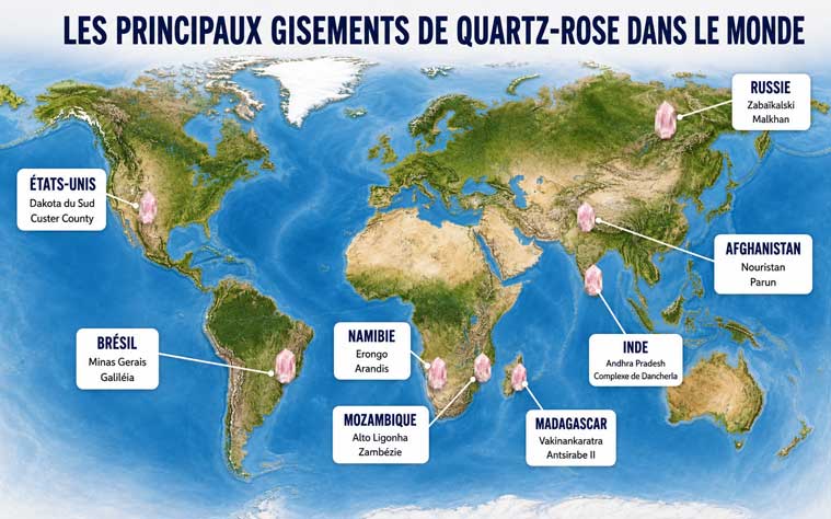 gisements de quartz rose