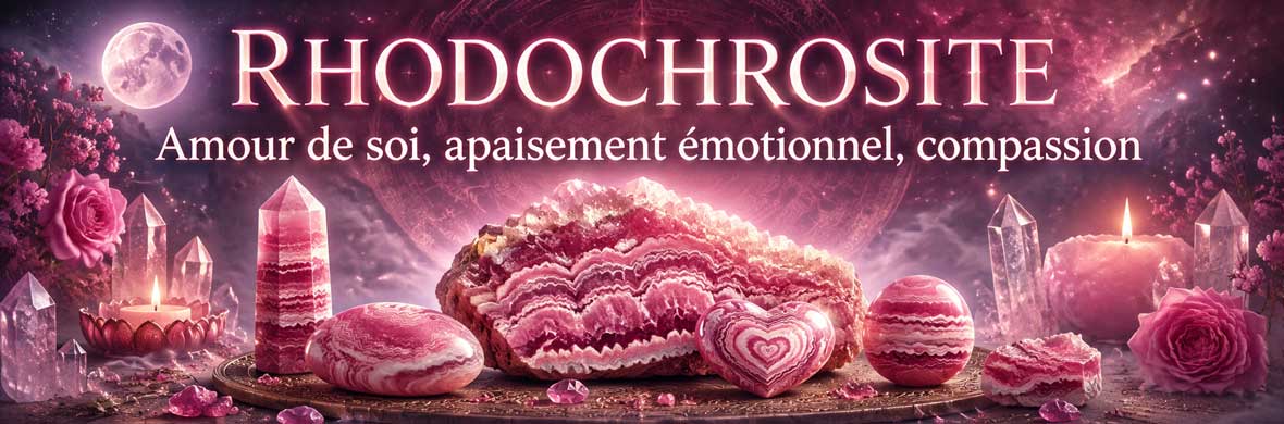 Rhodochrosite rose associée à la lithothérapie, au cœur et aux pratiques spirituelles
