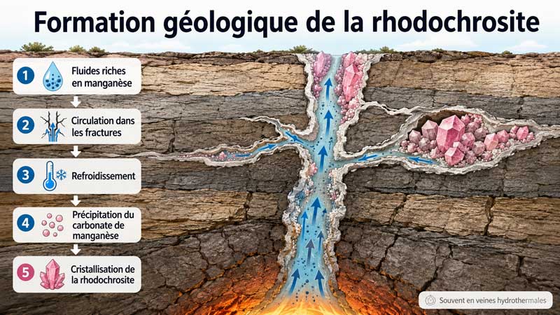 Formation géologique de rhodochrosite