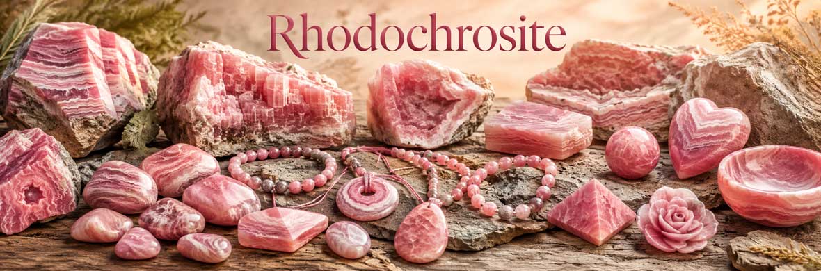 Rhodochrosite naturelle, pierres roses et bijoux artisanaux