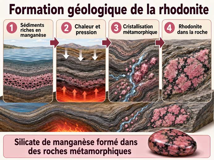 Formation géologique de rhodonite