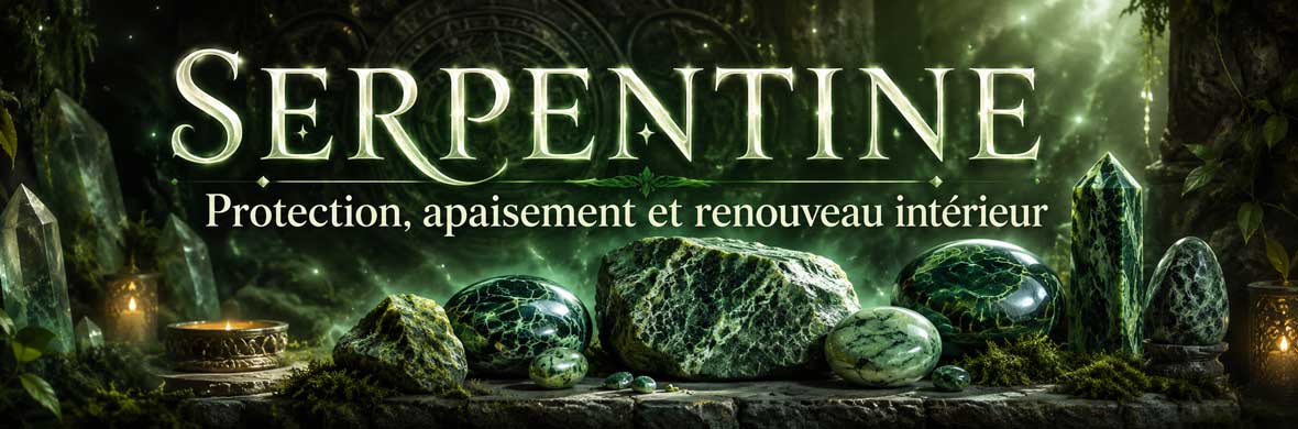 serpentine naturelle utilisée en lithothérapie, symbolique et pratiques ésotériques