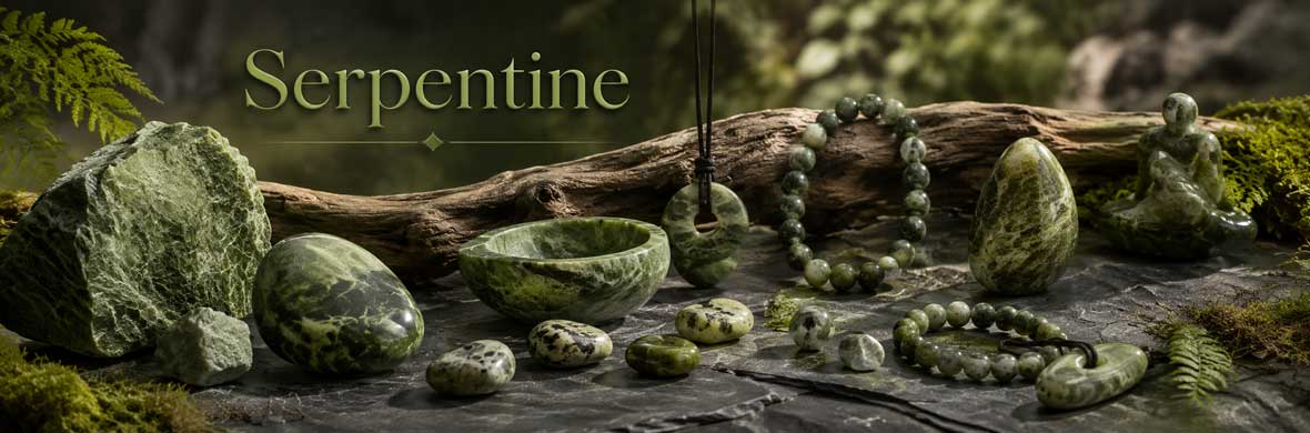 Pierres, minéraux, objets et bijoux en serpentine naturelle