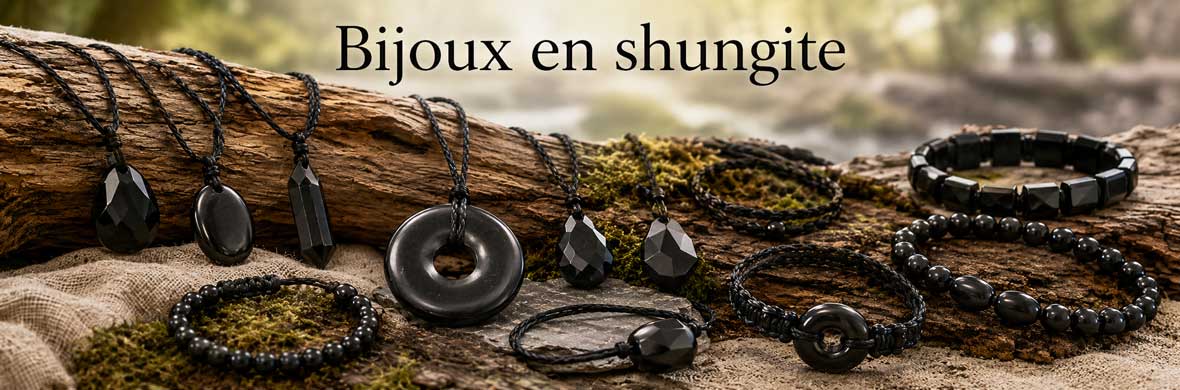 bijoux en shungite naturelle, bracelets, colliers et pendentifs en pierre noire