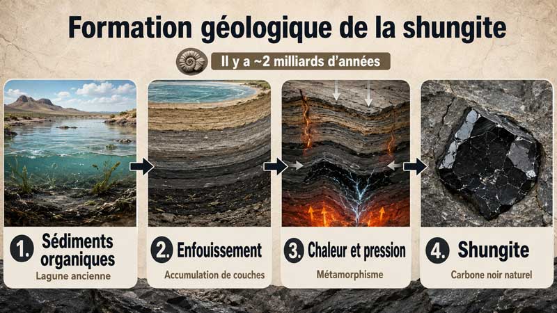 Formation géologique de shungite