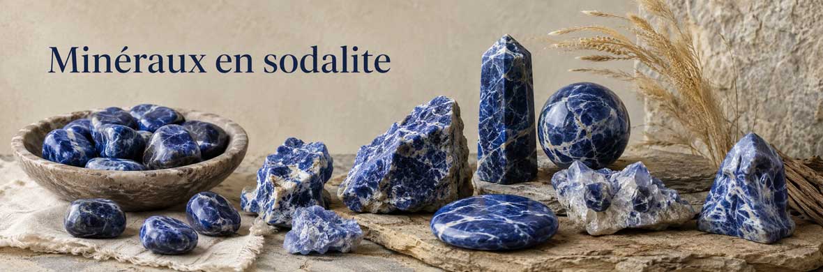 pierres, cristaux et objets en sodalite naturelle