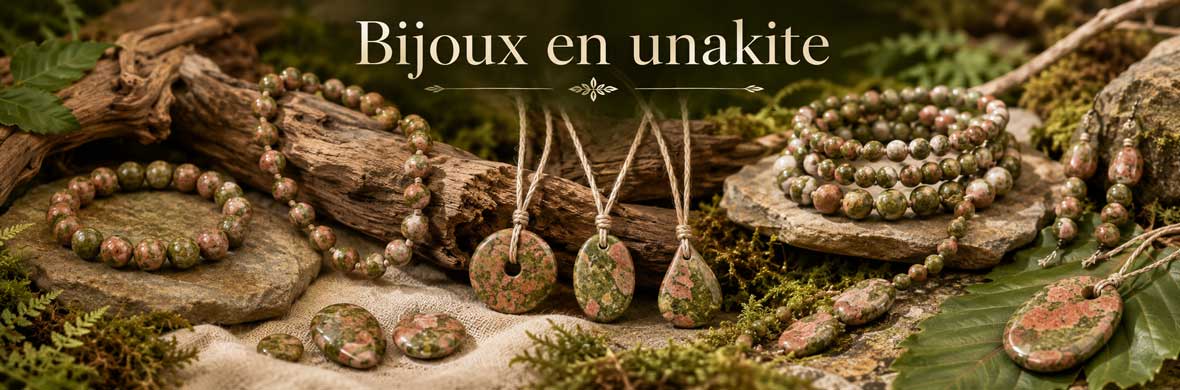 Bijoux en unakite naturelle, bracelets, colliers et pendentifs en pierre verte et rose
